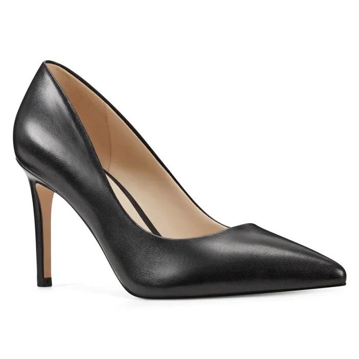 Ezra Pointy Toe Pumps Black Leather Women Nine West Pumps Ezra Pointy Toe Pumps Black Leather Women Nine West Pumps