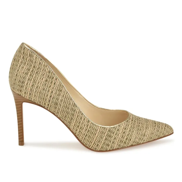 Ezra Pointy Toe Pumps Naturalgold Raffia Women Nine West Pumps