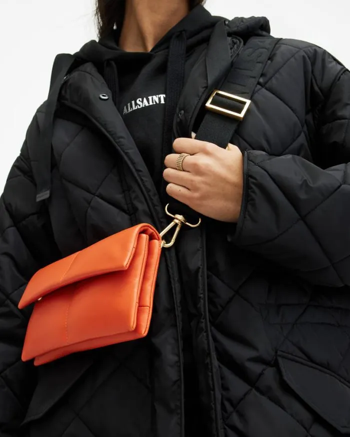 Ezra Quilted Leather Crossbody Bag Pyrole Orange Women AllSaints Handbags and Wallets Ezra Quilted Leather Crossbody Bag Pyrole Orange Women AllSaints Handbags and Wallets
