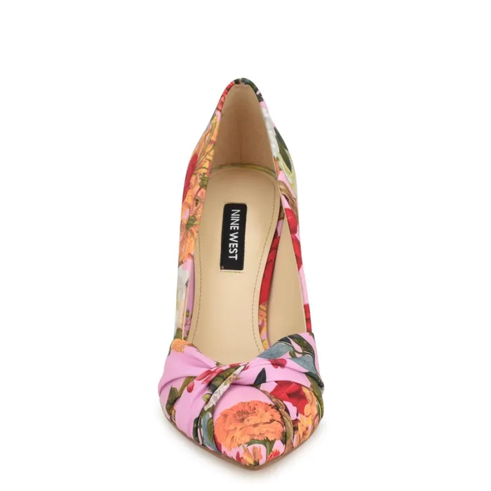 Faiza Knotted Pointy Toe Pumps Pink Floral Women Nine West Pumps Faiza Knotted Pointy Toe Pumps Pink Floral Women Nine West Pumps