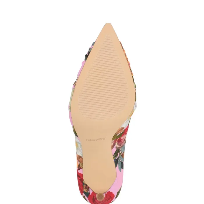 Faiza Knotted Pointy Toe Pumps Pink Floral Women Nine West Pumps Faiza Knotted Pointy Toe Pumps Pink Floral Women Nine West Pumps