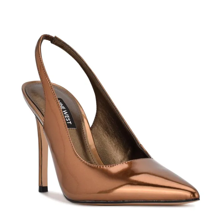 Feather Pointy Toe Slingback Pumps Bronze Women Nine West Slingbacks Feather Pointy Toe Slingback Pumps Bronze Women Nine West Slingbacks