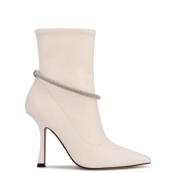 Ferba Dress Booties White Leather Women Nine West Boots and Booties