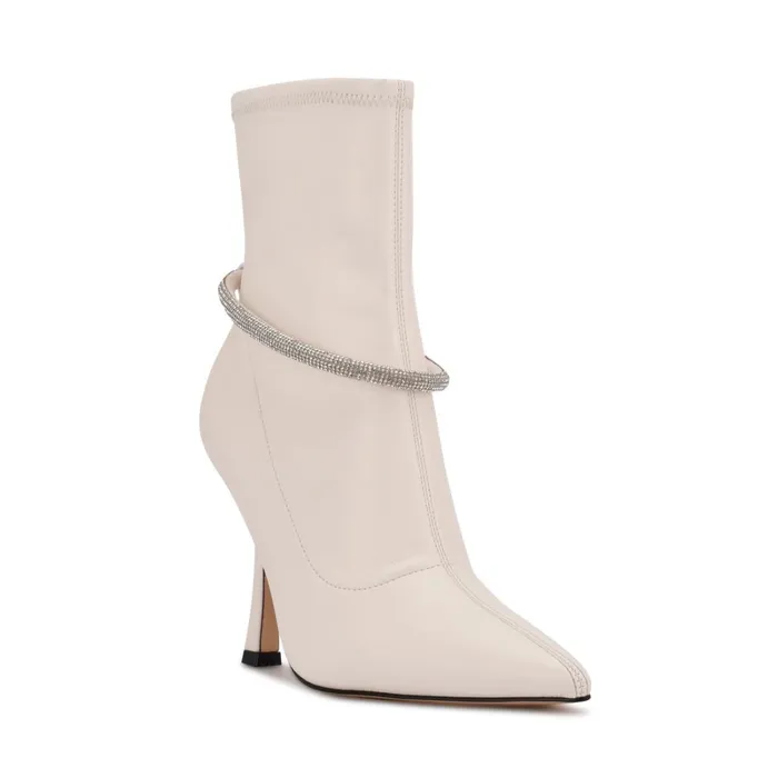 Ferba Dress Booties White Leather Women Nine West Boots and Booties Ferba Dress Booties White Leather Women Nine West Boots and Booties