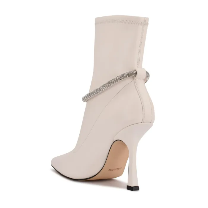 Ferba Dress Booties White Leather Women Nine West Boots and Booties Ferba Dress Booties White Leather Women Nine West Boots and Booties