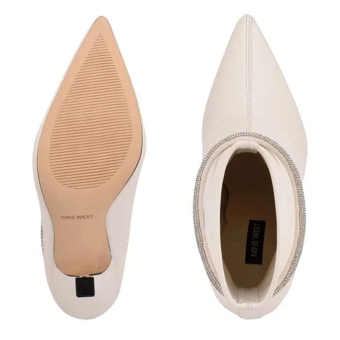 Ferba Dress Booties White Leather Women Nine West Boots and Booties Ferba Dress Booties White Leather Women Nine West Boots and Booties