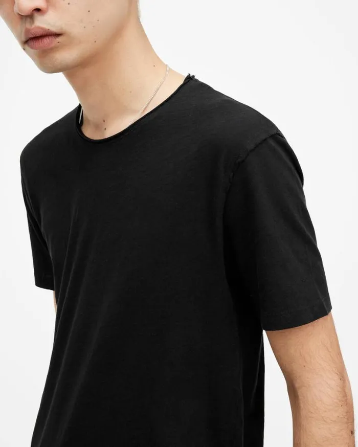 Figure Crew Neck Raw Edge TShirt Jet Black Men AllSaints TShirts