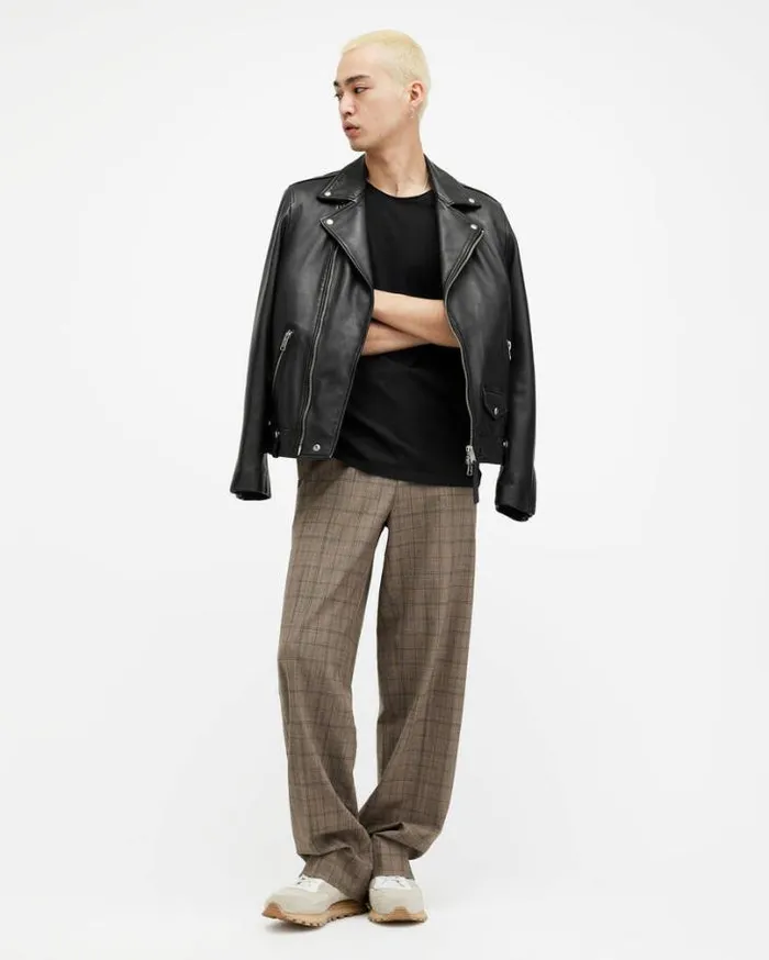 Figure Crew Neck Raw Edge TShirt Jet Black Men AllSaints TShirts