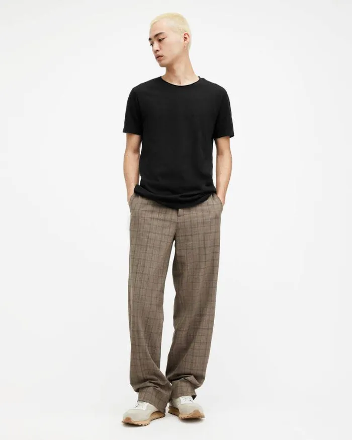 Figure Crew Neck Raw Edge TShirt Jet Black Men AllSaints TShirts