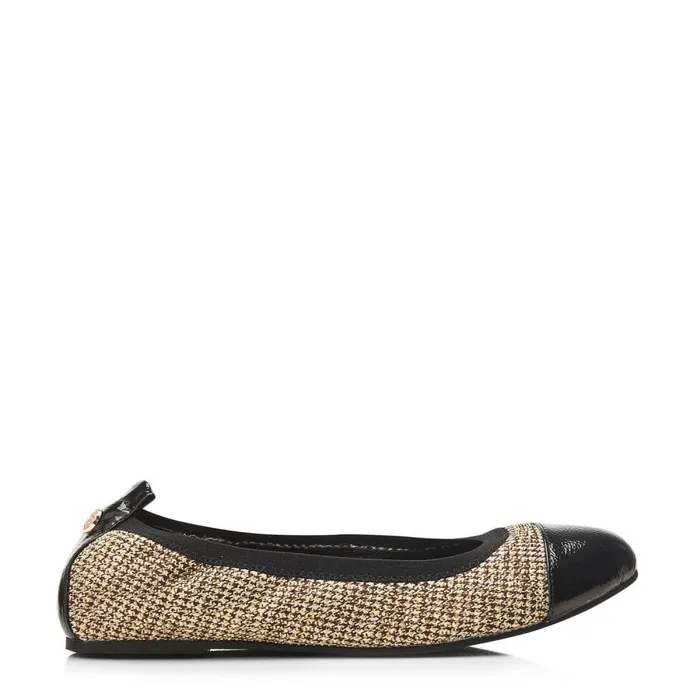 Flat And Ballerina Shoes Women Moda In Pelle Fliccy Gold Textile