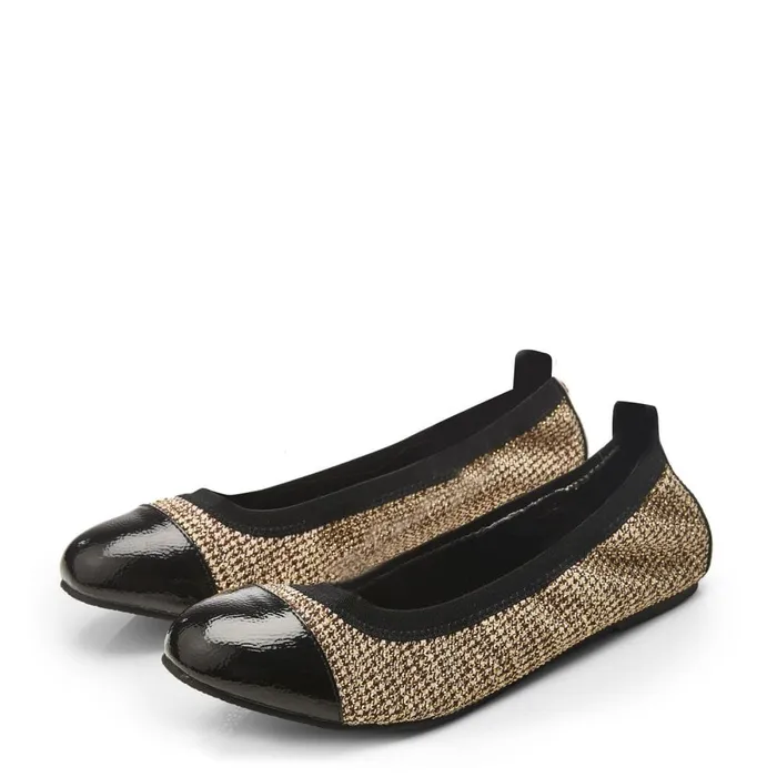Flat And Ballerina Shoes Women Moda In Pelle Fliccy Gold Textile