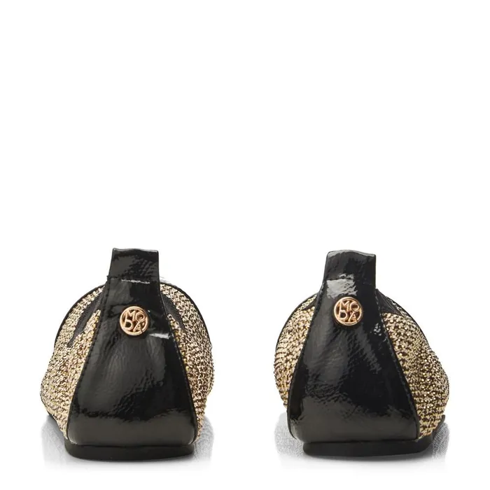 Flat And Ballerina Shoes Women Moda In Pelle Fliccy Gold Textile