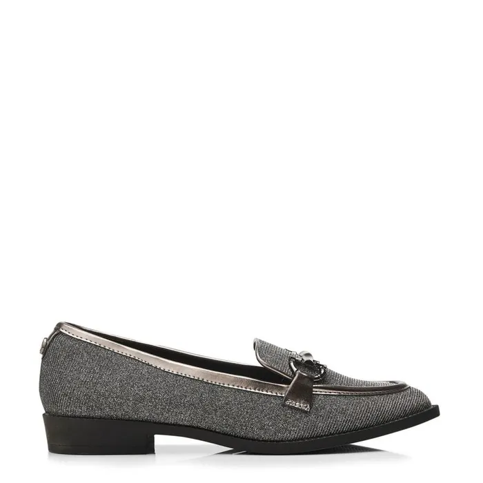 Flat And Ballerina Shoes Women Moda In Pelle Franzie Pewter Textile