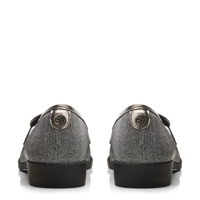 Flat And Ballerina Shoes Women Moda In Pelle Franzie Pewter Textile