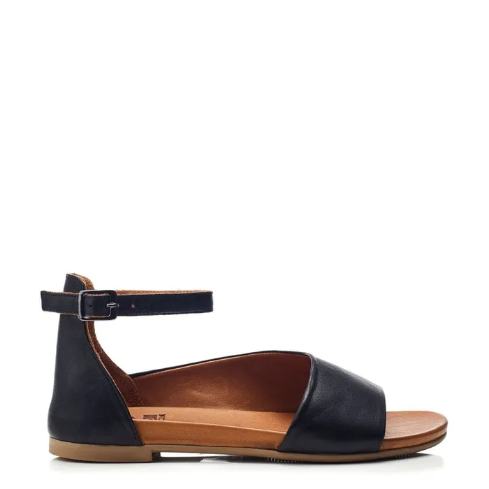 Flat Sandals Women Moda In Pelle Bsoleful BBasel Black Leather