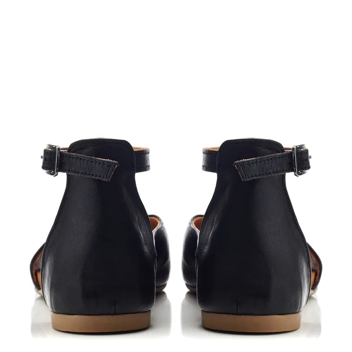 Flat Sandals Women Moda In Pelle Bsoleful BBasel Black Leather
