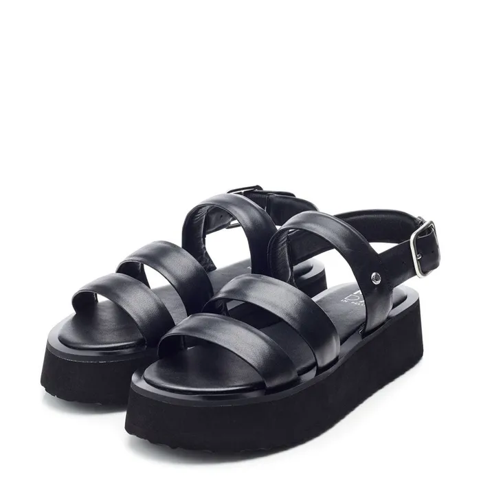 Flat Sandals Women Moda In Pelle Narla Black Leather