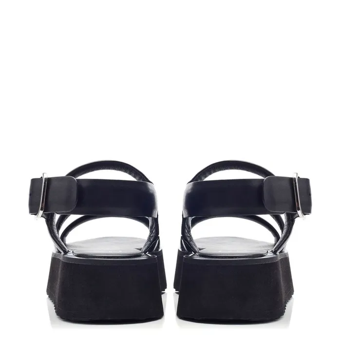 Flat Sandals Women Moda In Pelle Narla Black Leather