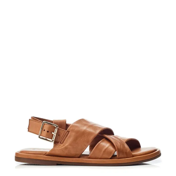 Flat Sandals Women Moda In Pelle Shoon Sh Garda Tan Leather