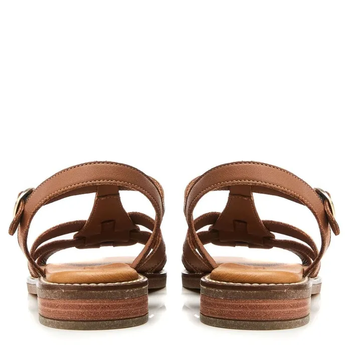 Flat Sandals Women Moda In Pelle Shoon Sh Saddle Tan Leather