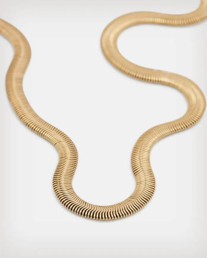Flat Snake GoldTone Necklace Warm Brass Women AllSaints Accessories