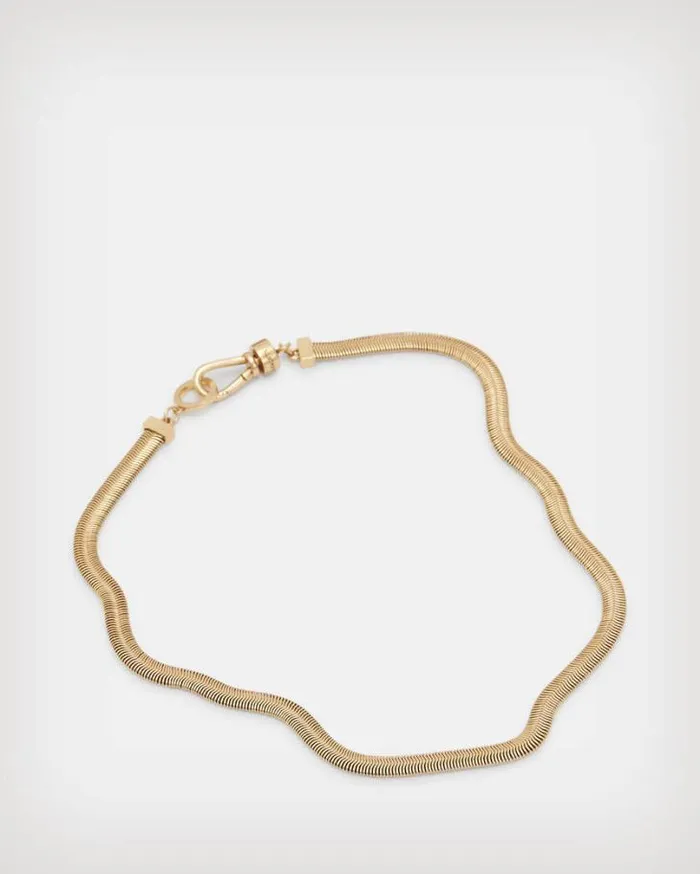Flat Snake GoldTone Necklace Warm Brass Women AllSaints Accessories