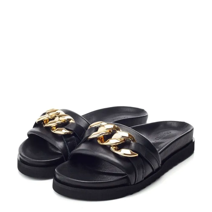 Flatform Sandals Women Moda In Pelle Bsoleful BChainer Black Leather