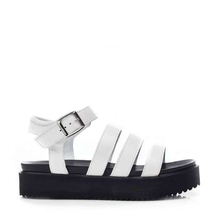 Flatform Sandals Women Moda In Pelle Bsoleful BRocker White Leather