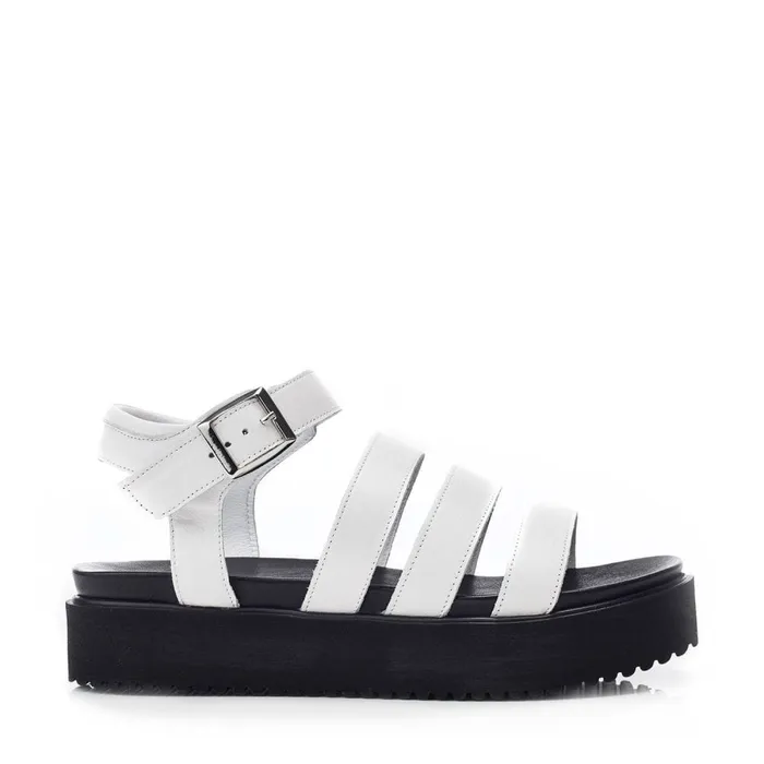 Flatform Sandals Women Moda In Pelle Bsoleful BRocker White Leather