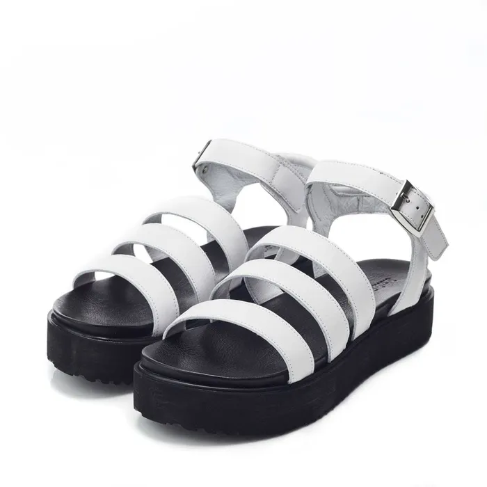 Flatform Sandals Women Moda In Pelle Bsoleful BRocker White Leather