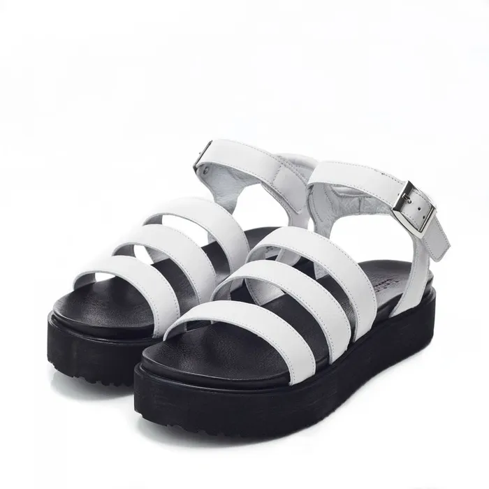 Flatform Sandals Women Moda In Pelle Bsoleful BRocker White Leather