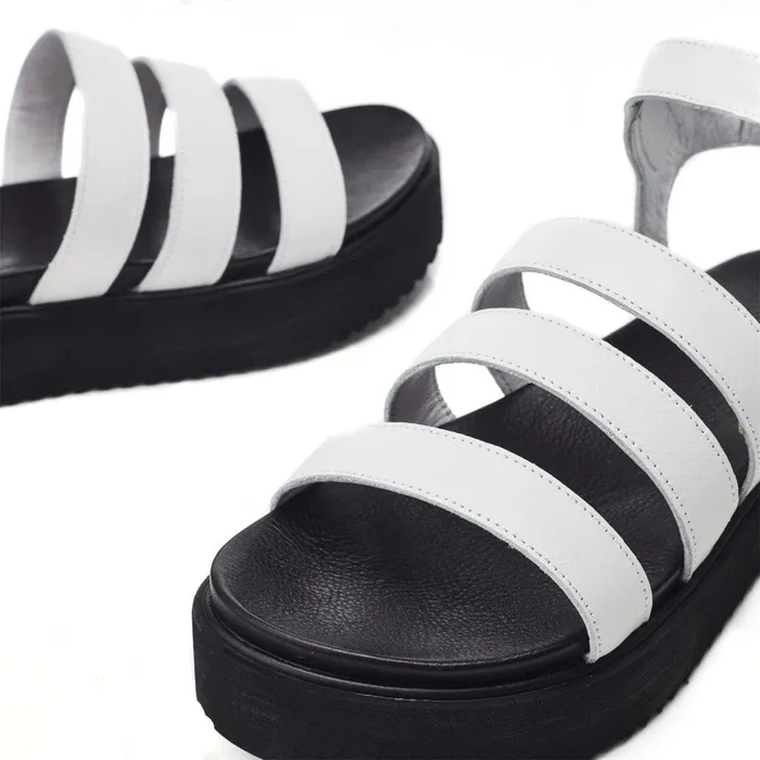 Flatform Sandals Women Moda In Pelle Bsoleful BRocker White Leather