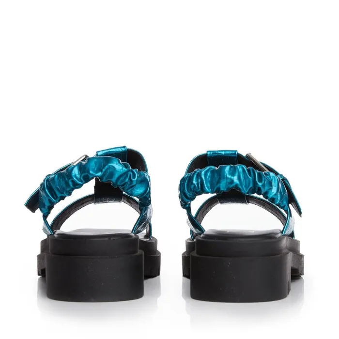 Flatform Sandals Women Moda In Pelle M By Moda Ofelia Aqua Blue Patent Mocc Croc