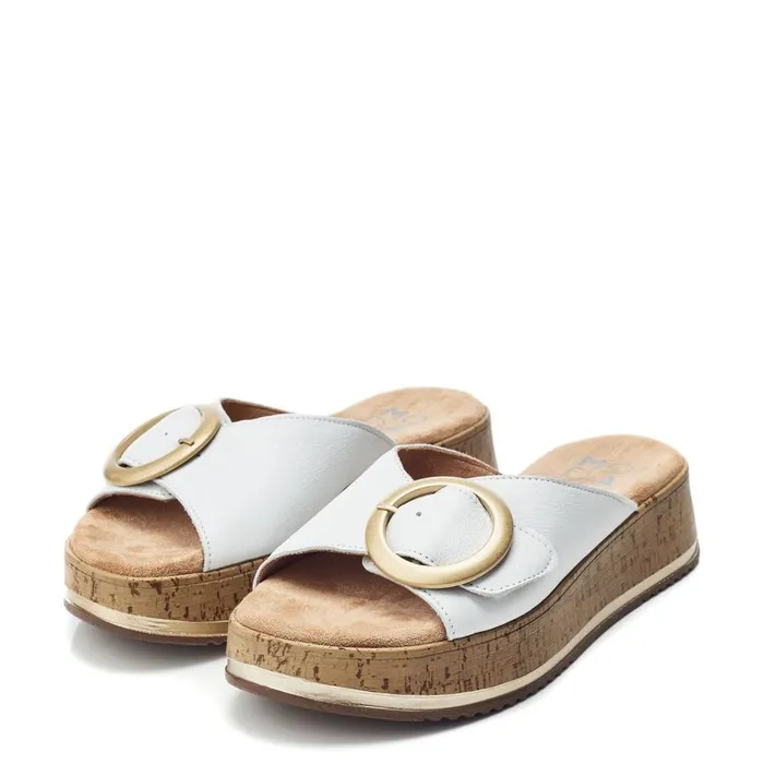 Flatform Sandals Women Moda In Pelle Niina White Leather