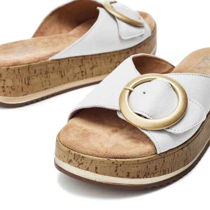 Flatform Sandals Women Moda In Pelle Niina White Leather