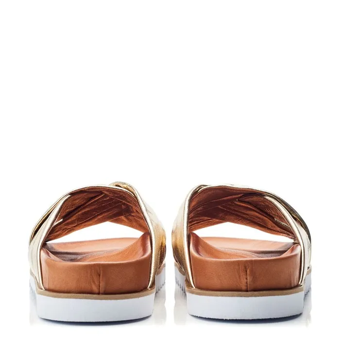 Flatform Sandals Women Moda In Pelle Norrina Gold Leather