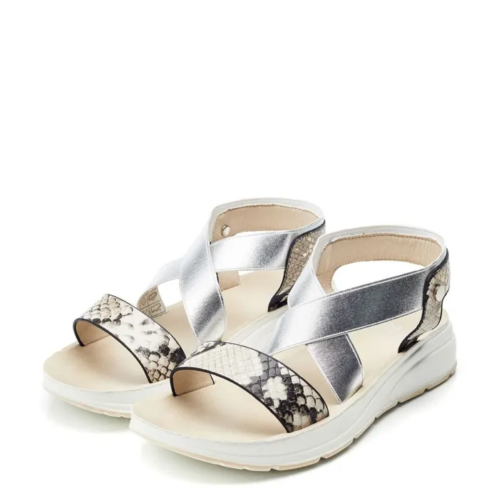 Flatform Sandals Women Moda In Pelle Rosanne Natural Snake Snake Print