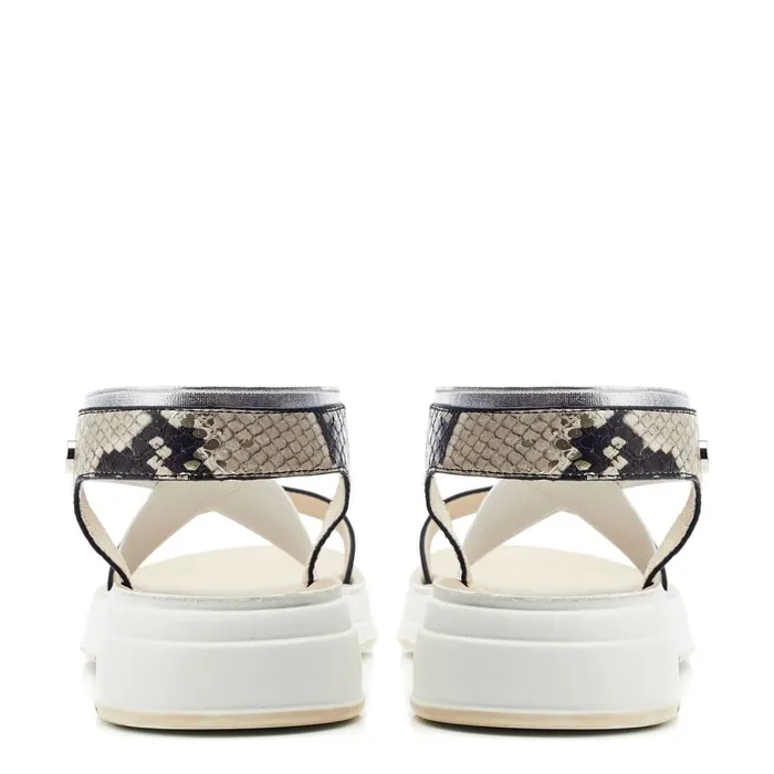 Flatform Sandals Women Moda In Pelle Rosanne Natural Snake Snake Print