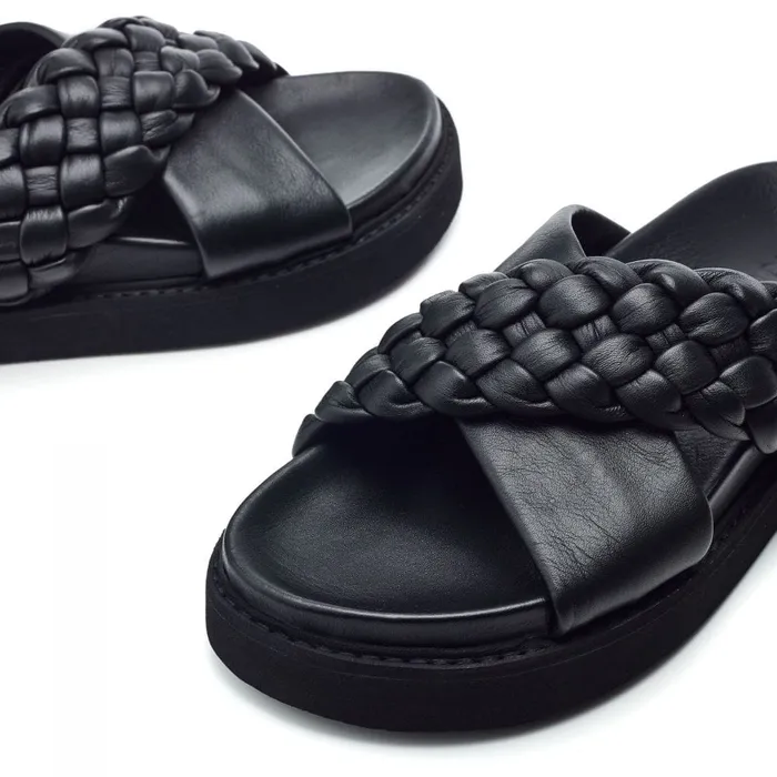 Flatform Sandals Women Moda In Pelle Shoon Sh Aimee Black Leather Flatform Sandals Women Moda In Pelle Shoon Sh Aimee Black Leather