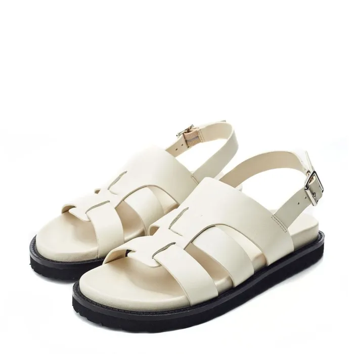 Flatform Sandals Women Moda In Pelle Shoon Sh Lonnie Off White Leather