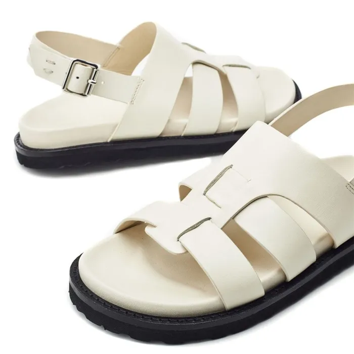 Flatform Sandals Women Moda In Pelle Shoon Sh Lonnie Off White Leather