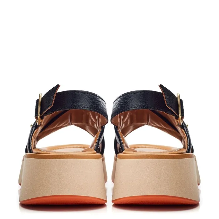 Flatform Sandals Women Moda In Pelle Studley Black Leather