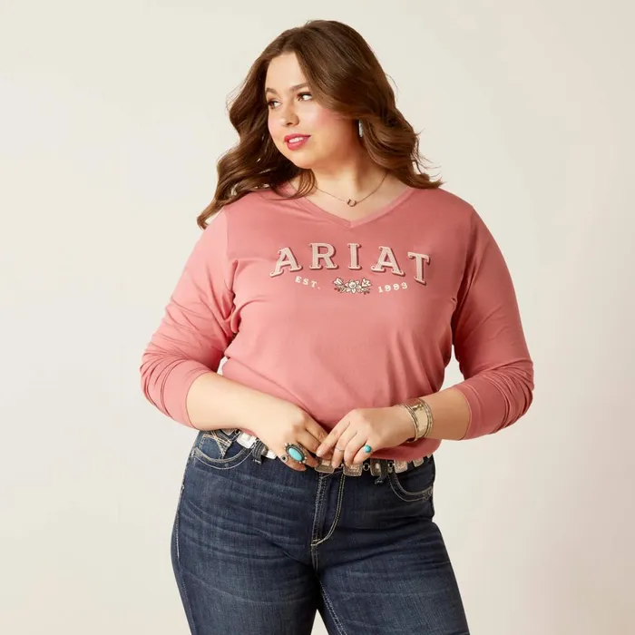 Flora Tee Dusty Rose Women Ariat TShirts and Tops Flora Tee Dusty Rose Women Ariat TShirts and Tops