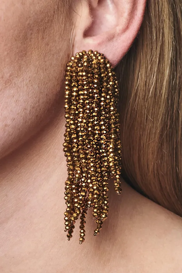 Fountain Earrings 8211 Metallic Faceted Beads Women Sachin and Babi Earrings
