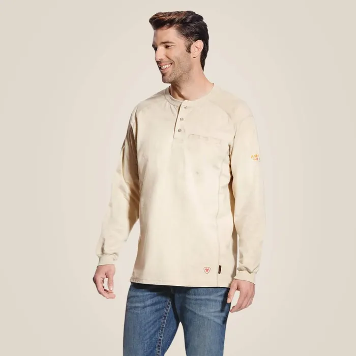 FR Air Henley Sand Heather Men Ariat TShirts and Polos