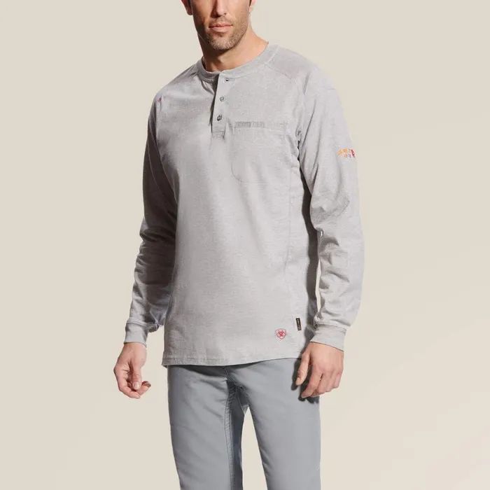 FR Air Henley Silver Fox Heather Men Ariat TShirts and Polos