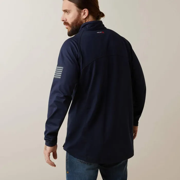 FR Combat Stretch Patriot 14 Zip Work Shirt Navy Men Ariat Workwear FR Combat Stretch Patriot 14 Zip Work Shirt Navy Men Ariat Workwear