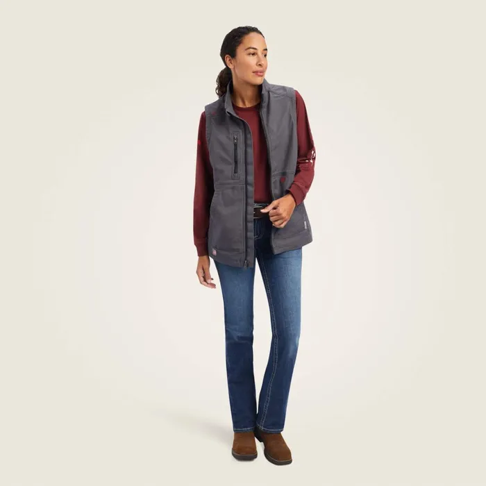 FR DuraLight Stretch Canvas Vest Iron Grey Women Ariat Workwear FR DuraLight Stretch Canvas Vest Iron Grey Women Ariat Workwear