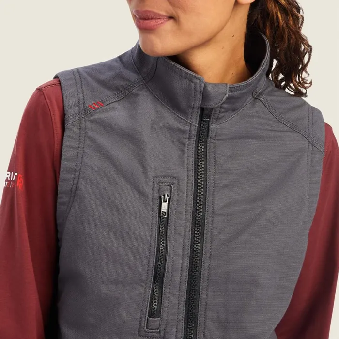 FR DuraLight Stretch Canvas Vest Iron Grey Women Ariat Workwear FR DuraLight Stretch Canvas Vest Iron Grey Women Ariat Workwear