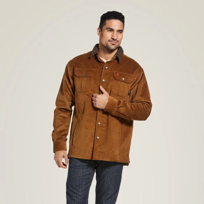 FR DuraStretch Sherpalined Corduroy Shirt Jacket Camel Men Ariat Workwear